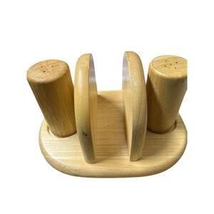 Solid Maple Wood Napkin Holder and Salt and Pepper Set by Pomerantz.
